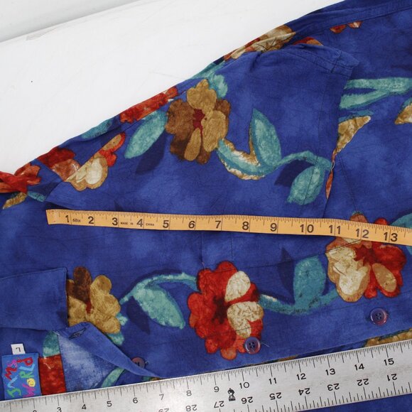 Jams World Hawaiian Shirt mens large M630RE blue Red Floral Short Sleeve Rayon - Picture 11 of 14